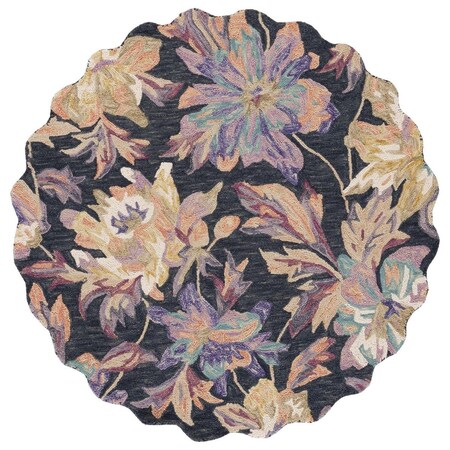 Safavieh 6 x 6 ft. Blossom Floral Hand Tufted Round Area Rug; Charcoal & Plum BLM467H-6R